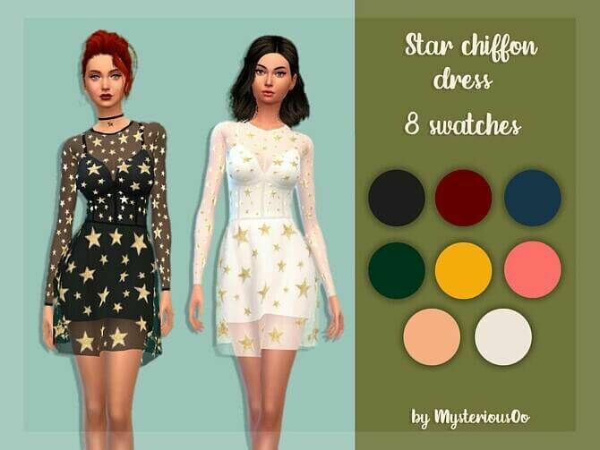 Star Chiffon Dress By Mysteriousoo Sims 4 CC