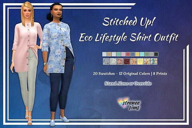 Stitched UP! ECO Lifestyle Shirt Outfit At Strenee Sims Sims 4 CC