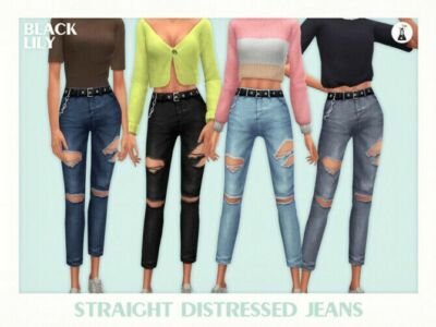 Straight Distressed Jeans By Black Lily
