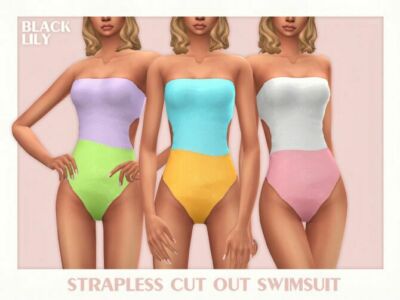 Strapless CUT OUT Swimsuit By Black Lily