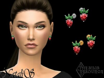 Strawberry Stud Earrings By Natalis Sims 4 CC