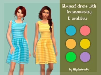 Striped Dress With Transparency By Mysteriousoo Sims 4 CC