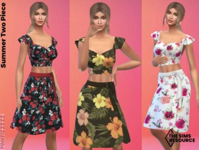 Summer Two Piece Outfit By Pinkfizzzzz Sims 4 CC