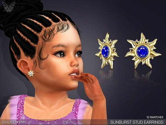 Sunburst Stud Earrings For Toddlers By Feyona Sims 4 CC