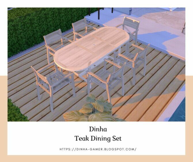 sims 4 cc teak dining set table chair garden at dinha gamer 3