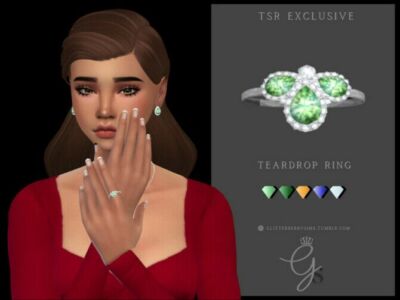 Teardrop Ring By Glitterberryfly Sims 4 CC