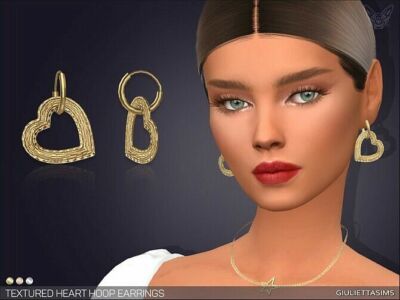 Textured Heart Hoop Earrings By Feyona Sims 4 CC