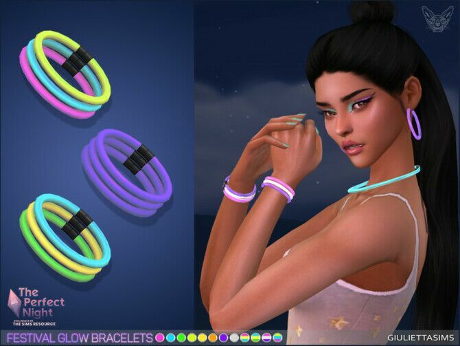 The Perfect Night Glow Festival Bracelets By Feyona Sims 4 CC