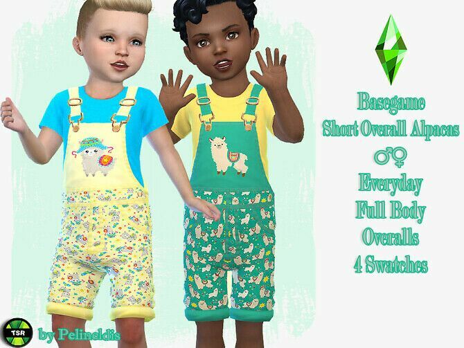 Toddler Alpaca Print Overall By Pelineldis Sims 4 CC