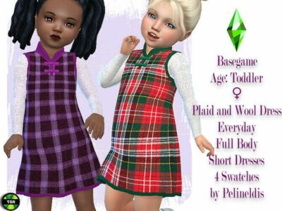 Toddler Plaid And Wool Dress By Pelineldis Sims 4 CC