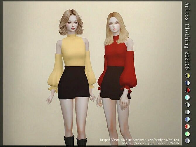 TOP & Skirt Outfit 202106 By Arltos Sims 4 CC