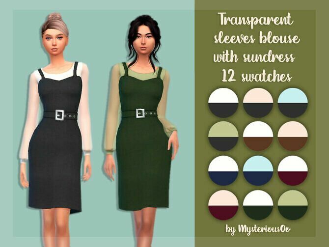 Transparent Sleeves Blouse With Sundress By Mysteriousoo Sims 4 CC