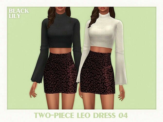 Two-Piece LEO Dress 04 By Black Lily Sims 4 CC