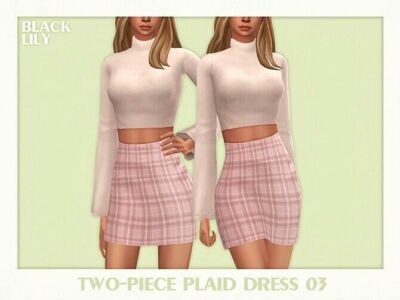 Two-Piece Plaid Dress 03 By Black Lily Sims 4 CC