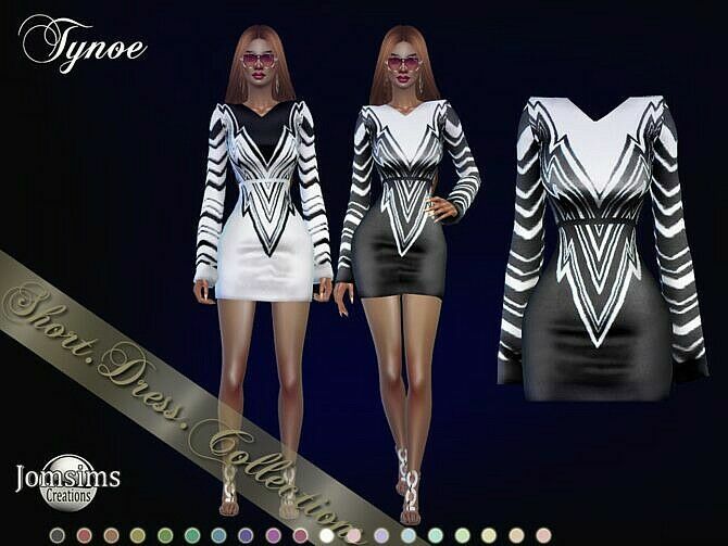 Tynoe Long Sleeve Short Dress By Jomsims Sims 4 CC