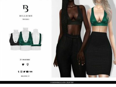 Underwired Satin Crop TOP By Bill Sims Sims 4 CC