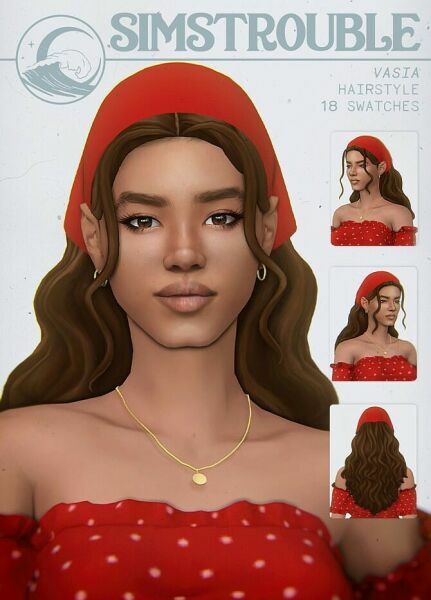 Vasia Long Wavy Hairs In A Bandana At Simstrouble Sims 4 CC