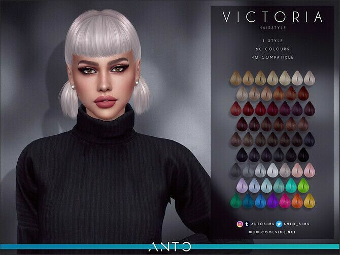 Victoria TWO Little Tails With Fringe Hairstyle By Anto Sims 4 CC