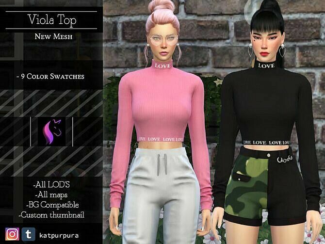 Viola Top By Katpurpura Sims 4 CC