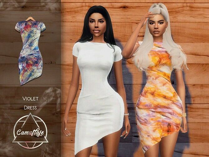 Violet Dress By Camuflaje Sims 4 CC