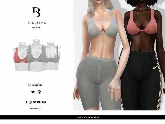 Waffle RIB Bralet By Bill Sims Sims 4 CC