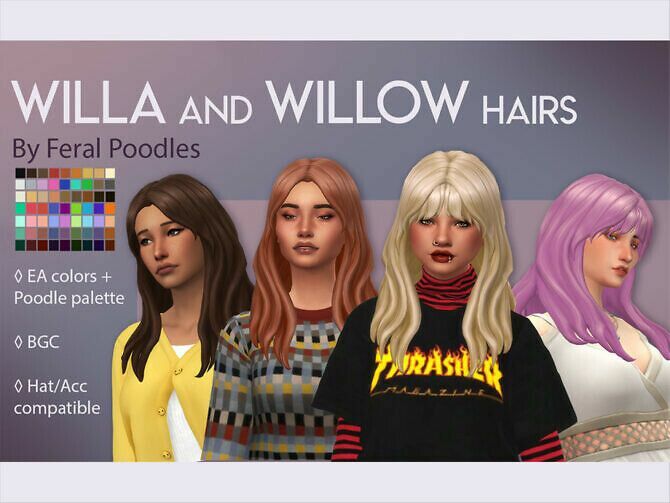 Willow Long Hair With Fluffy Bangs By Feralpoodles Sims 4 CC