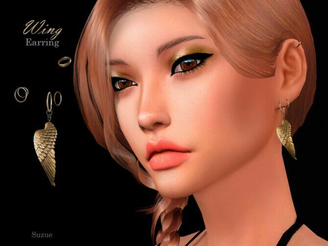 Wing Earrings By Suzue Sims 4 CC