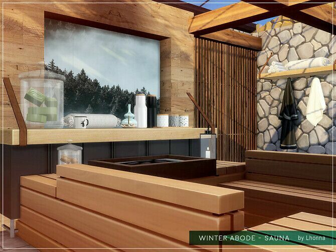 sims 4 cc winter abode sauna by lhonna 2