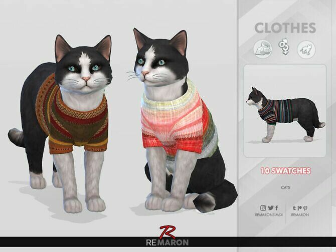 Winter Sweater For Cats 01 By Remaron Sims 4 CC