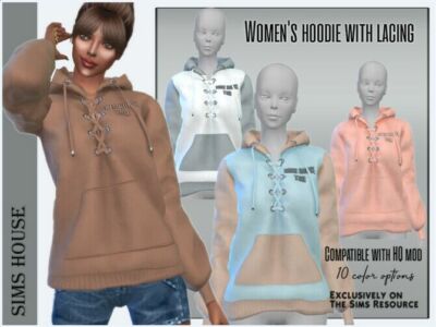 Women’s Hoodie With Lacing By Sims House Sims 4 CC