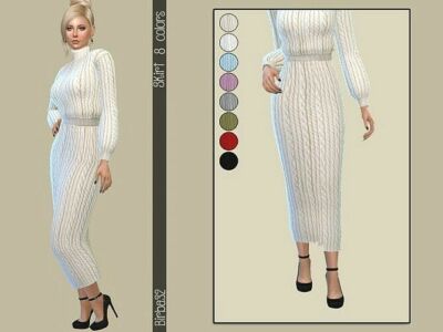 Wool Long Skirt By Birba32 Sims 4 CC