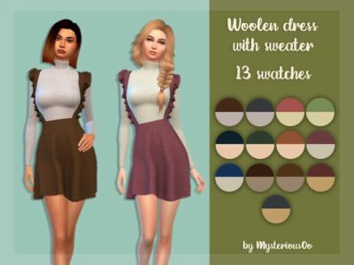 Woolen Dress With Sweater By Mysteriousoo Sims 4 CC