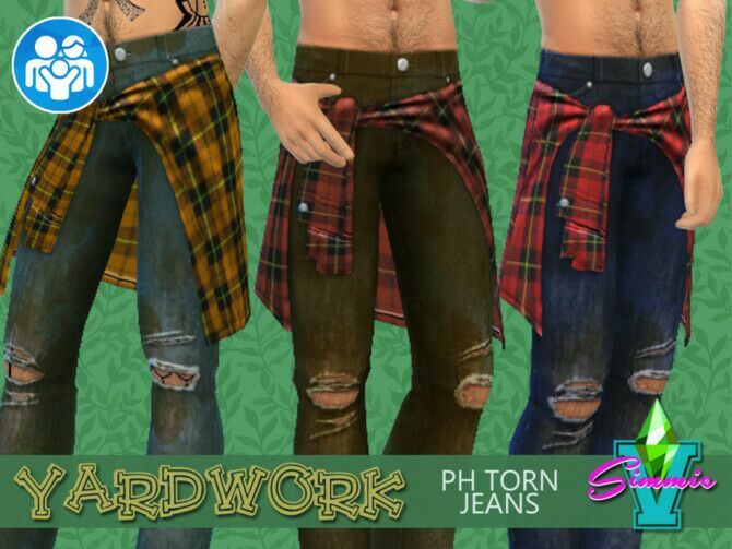 Yardwork PH Torn Jeans By Simmiev Sims 4 CC