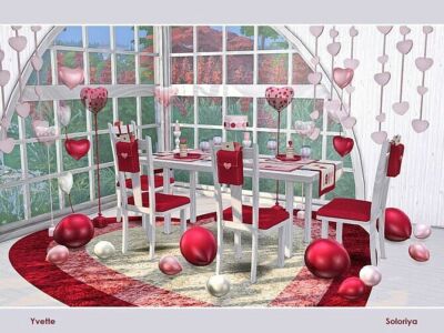 Yvette Romantic Dining Set By Soloriya Sims 4 CC