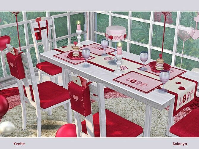 sims 4 cc yvette romantic dining set by soloriya 2