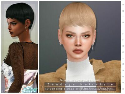Zendaya Hairstyle By Darknightt Sims 4 CC