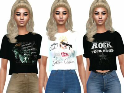 6 NEW Printed Crop Tops By Saliwa Sims 4 CC