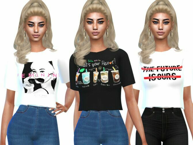 sims 4 cc 6 new printed crop tops by saliwa 2