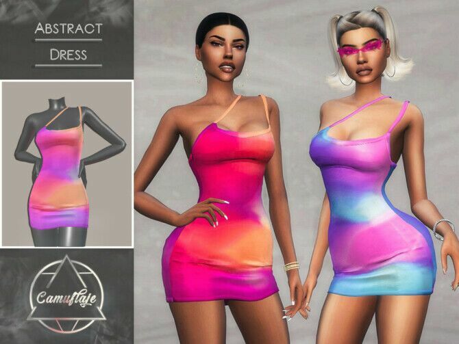 Abstract Short Dress By Camuflaje Sims 4 CC