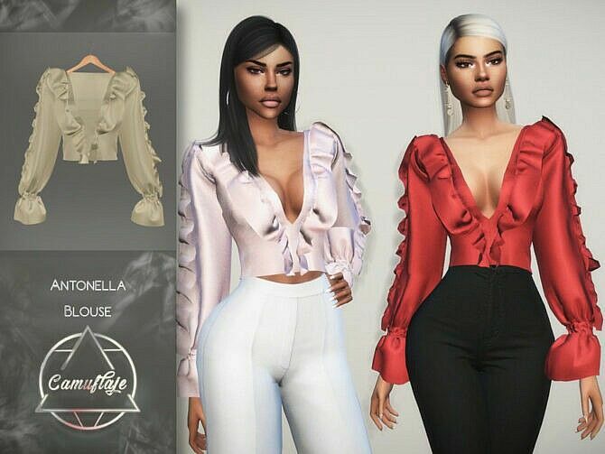 Antonella Blouse By Camuflaje Sims 4 CC