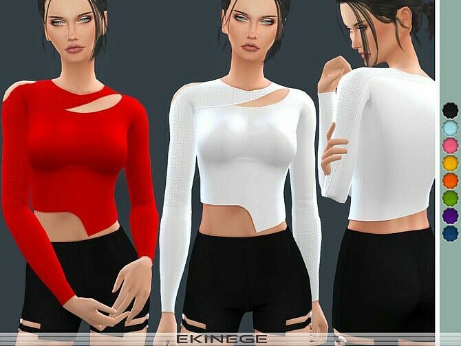 Asymmetric CUT OUT TOP By Ekinege Sims 4 CC