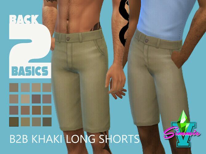 B2B Khaki Long Shorts By Simmiev Sims 4 CC