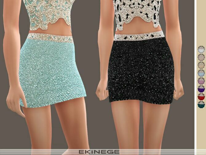 Beaded Mini Skirt By Ekinege Sims 4 CC