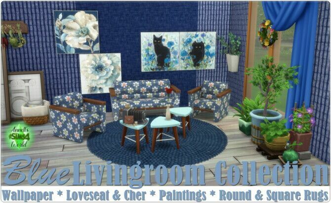 Blue Livingroom Collection At Annett’s Sims 4 Welt Sims 4 CC