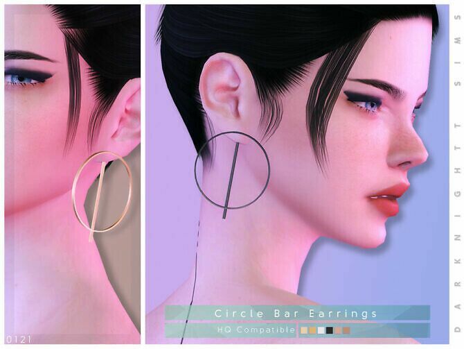 Circle BAR Earrings By Darknightt Sims 4 CC