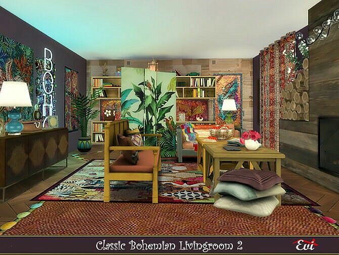 sims 4 cc classic bohemian livingroom 2 by evi 2