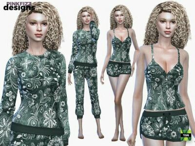 Cool Floral Sleepwear Collection By Pinkfizzzzz Sims 4 CC