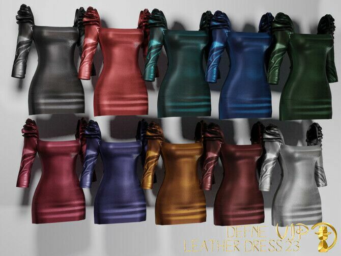 sims 4 cc defne leather dress vip23 by turksimmer 2