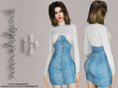 Denim Dress By Mermaladesimtr Sims 4 CC
