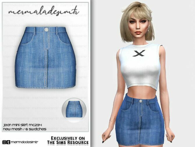 Denim Mini Skirt MC234 By Mermaladesimtr Sims 4 CC